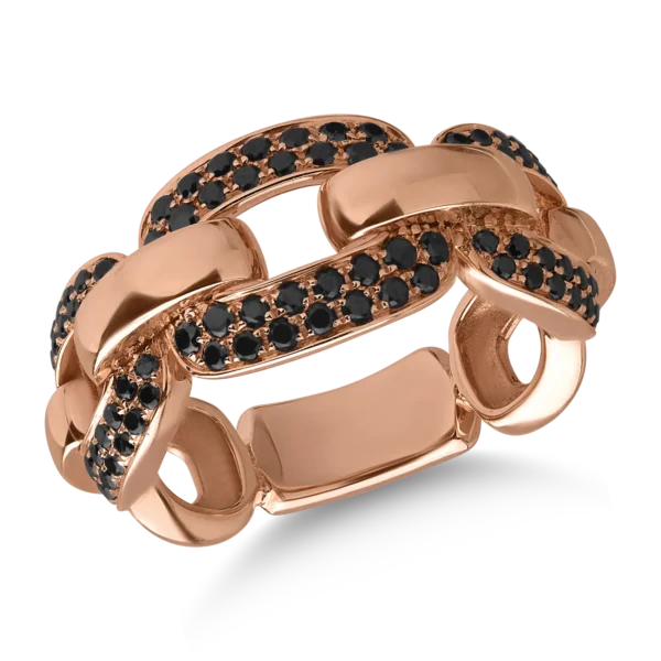 Inel din aur roz cu diamante negre de 0.69ct