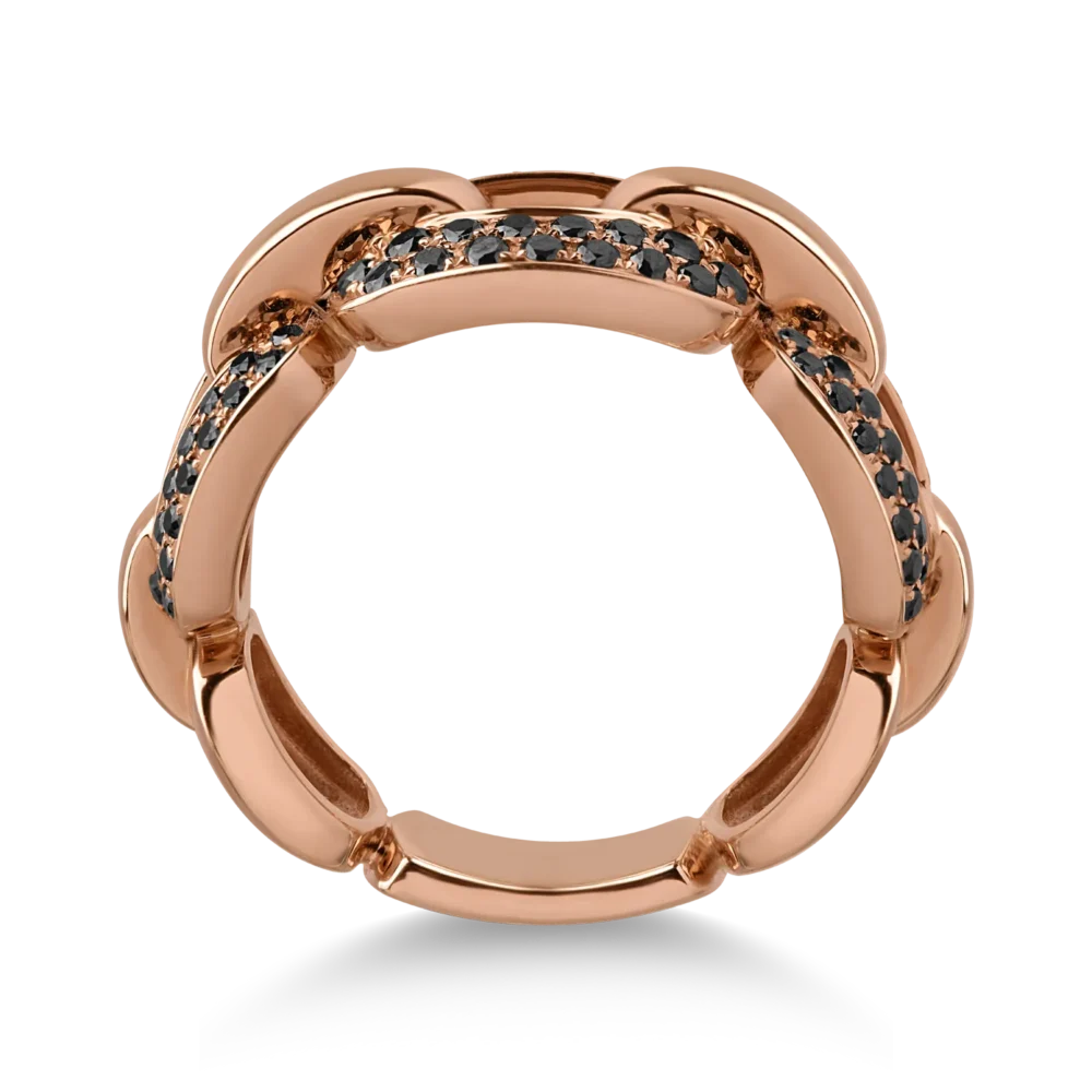 Inel din aur roz cu diamante negre de 0.69ct - imagine 2
