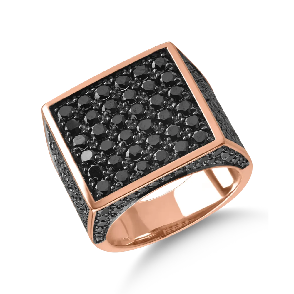 Inel din aur roz cu diamante negre de 2.7ct