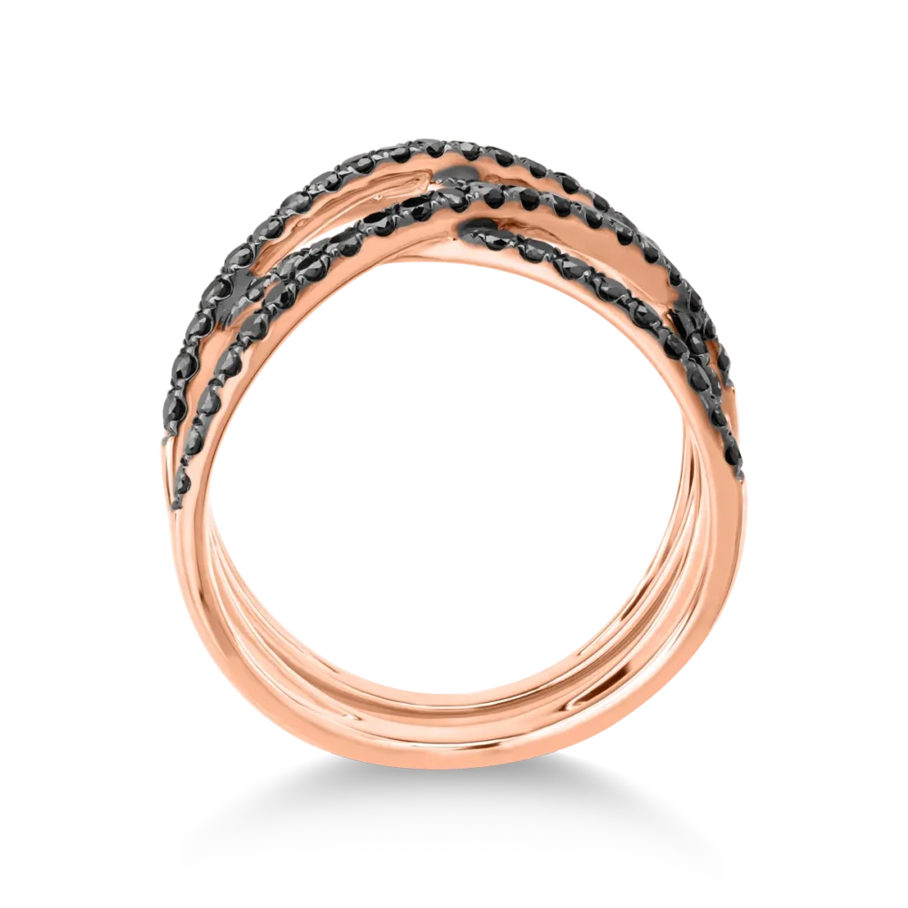 Inel din aur roz cu diamante negre microsetting de 0.8ct - imagine 2