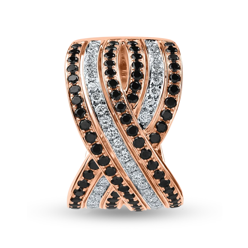 Inel din aur roz cu diamante negre si incolore de 1.5ct - imagine 2