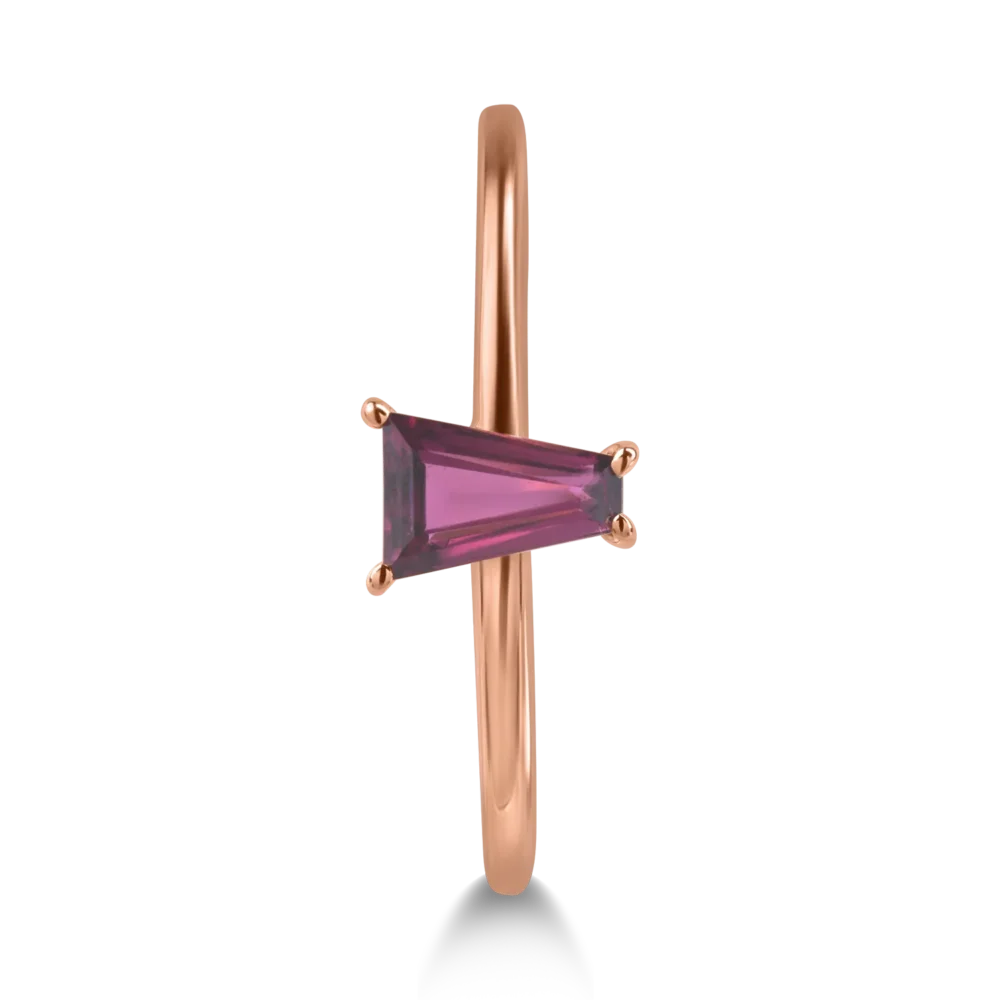 Inel din aur roz cu rodolit trapezoidal de 0.6ct - imagine 2