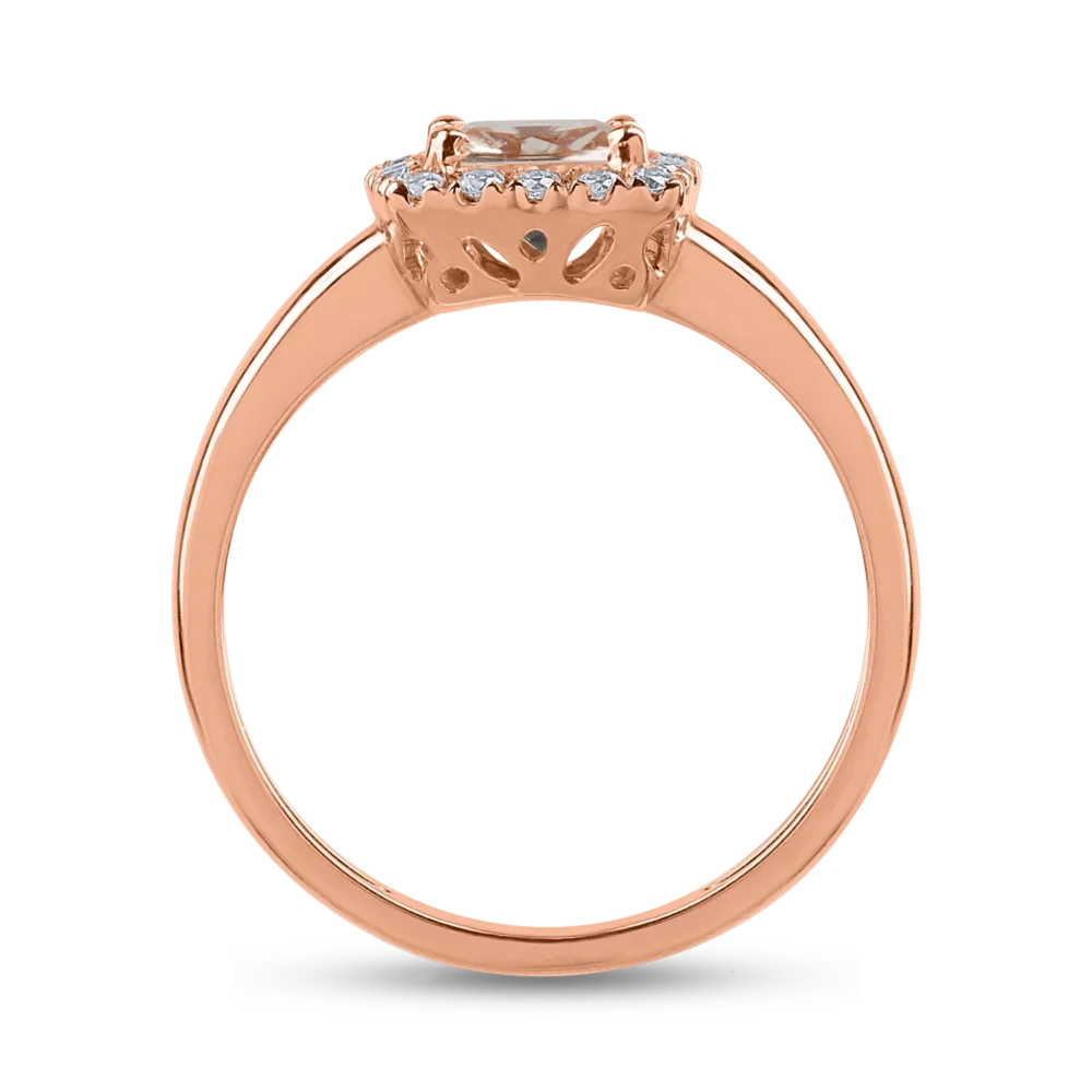 Inel din aur roz cu morganit de 0.87 ct si diamante de 0.14ct - imagine 2