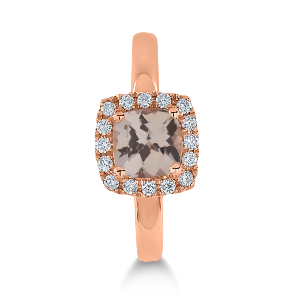 Inel din aur roz cu morganit de 0.87 ct si diamante de 0.14ct - imagine 3