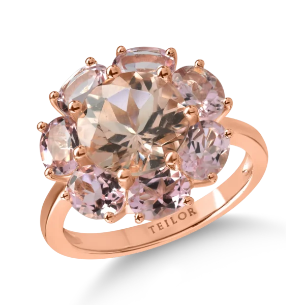Inel din aur roz cu morganit de 2.2ct si turmaline roz de 2.4ct