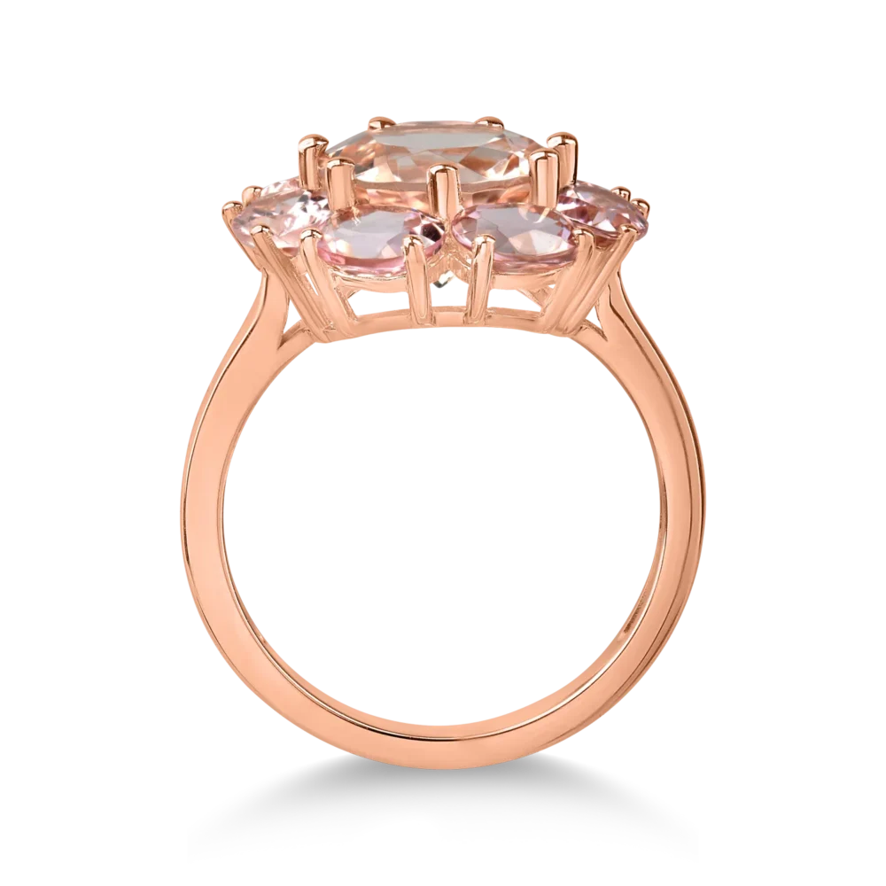 Inel din aur roz cu morganit de 2.3ct si turmaline roz de 2.4ct - imagine 2