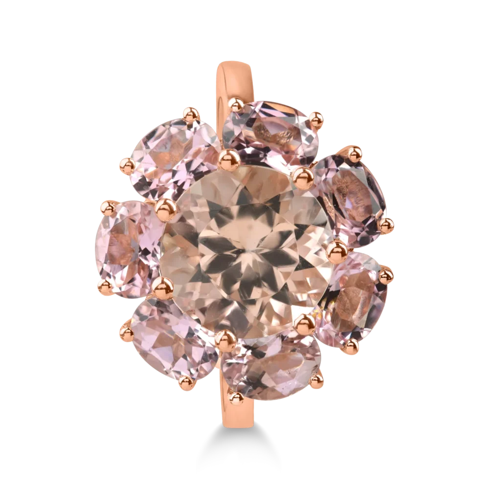 Inel din aur roz cu morganit de 2.3ct si turmaline roz de 2.4ct - imagine 3