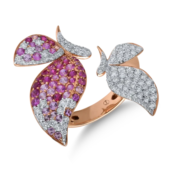 Inel din aur roz cu pietre pretioase de 1.75ct