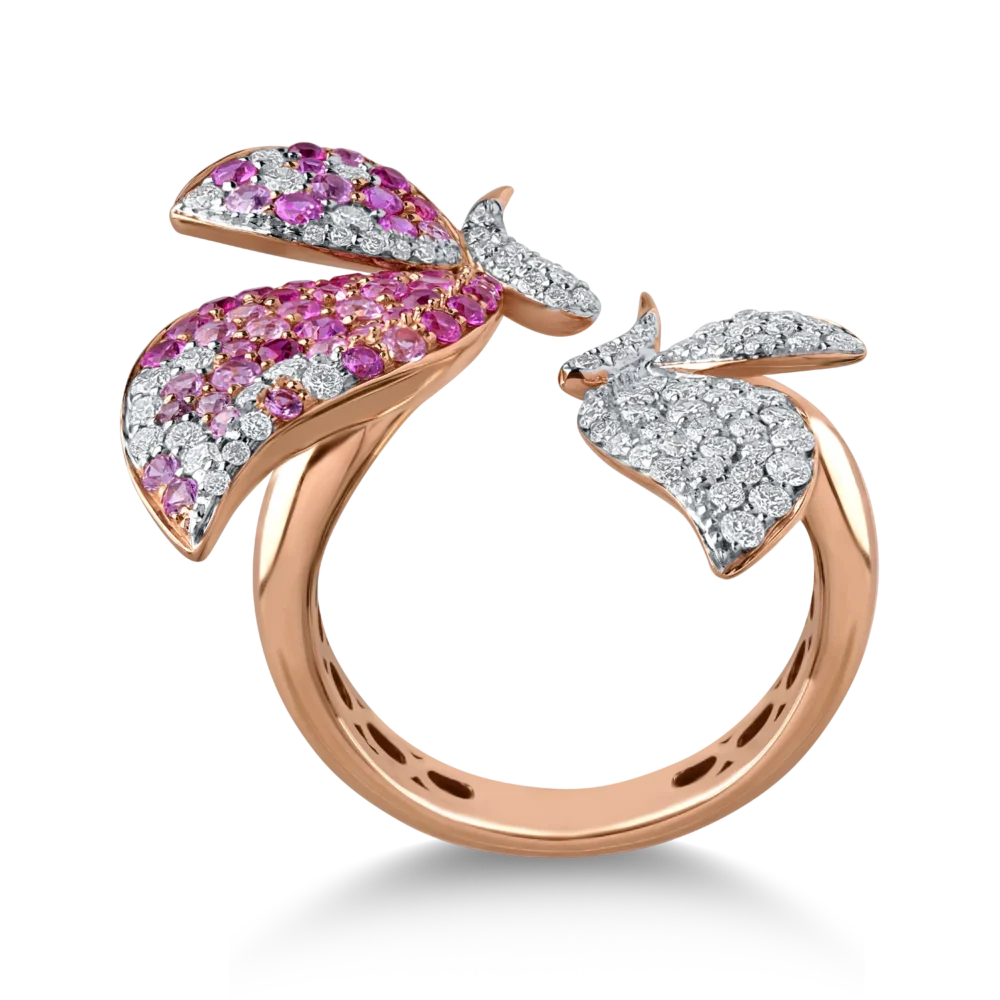 Inel din aur roz cu pietre pretioase de 1.75ct - imagine 2