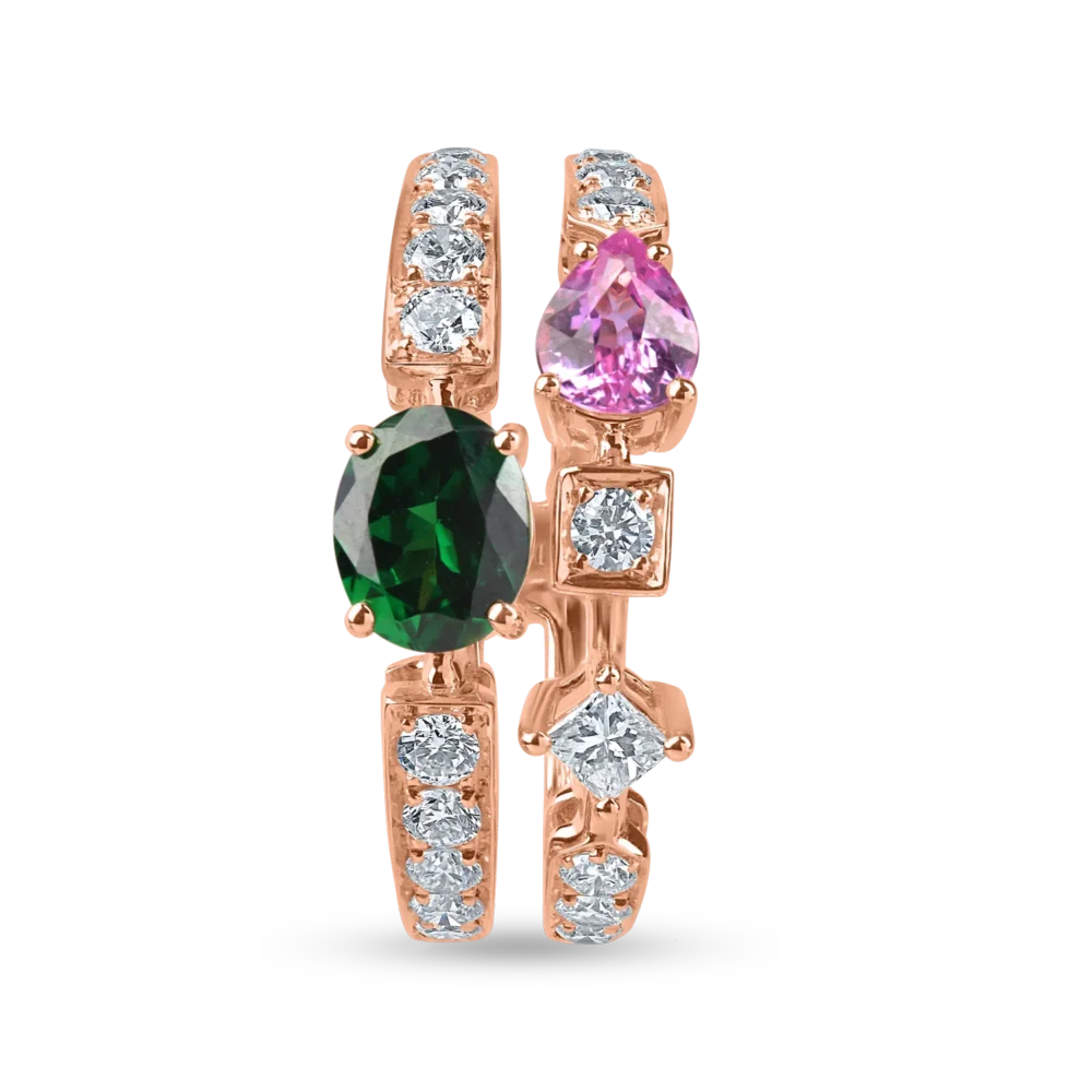 Inel din aur roz cu pietre pretioase si semipretioase de 1.6ct - imagine 2