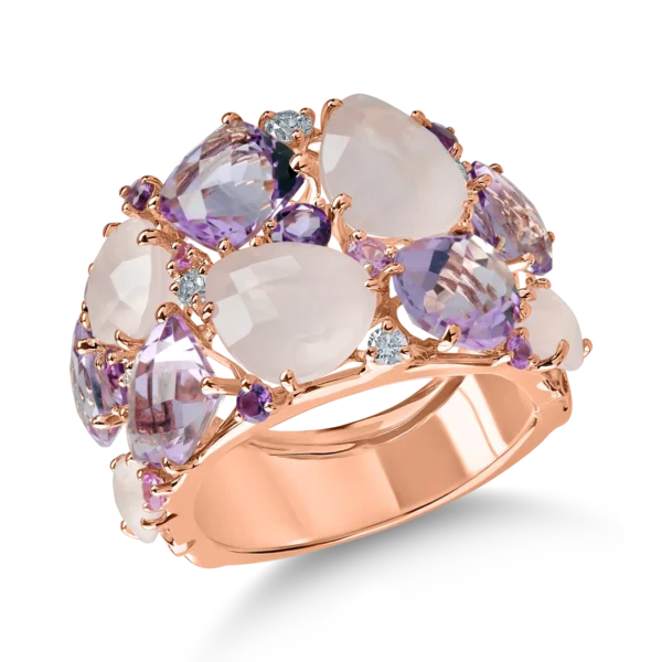 Inel din aur roz cu pietre pretioase si semipretioase de 12.3ct