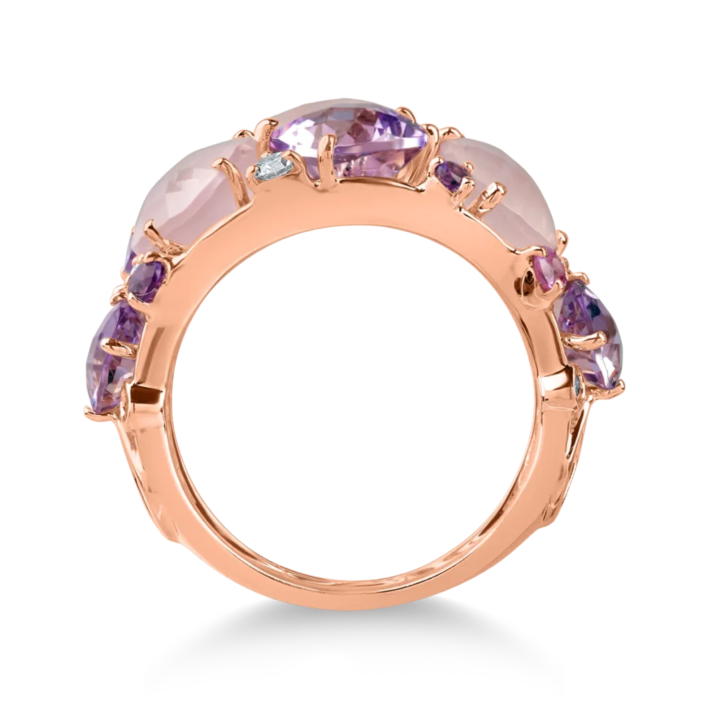 Inel din aur roz cu pietre pretioase si semipretioase de 12.3ct - imagine 2