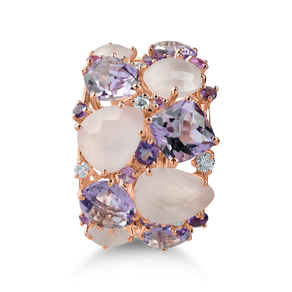 Inel din aur roz cu pietre pretioase si semipretioase de 12.3ct - imagine 3