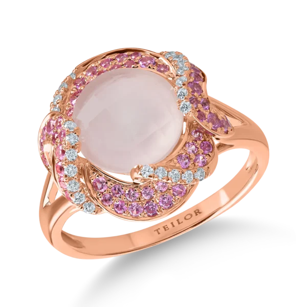 Inel din aur roz cu pietre pretioase si semipretioase de 3.4ct