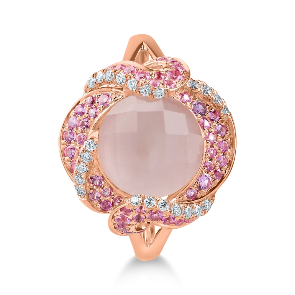 Inel din aur roz cu pietre pretioase si semipretioase de 3.4ct - imagine 2