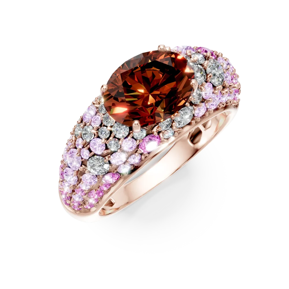 inel din aur roz cu pietre pretioase