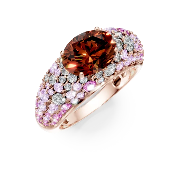 inel din aur roz cu pietre pretioase