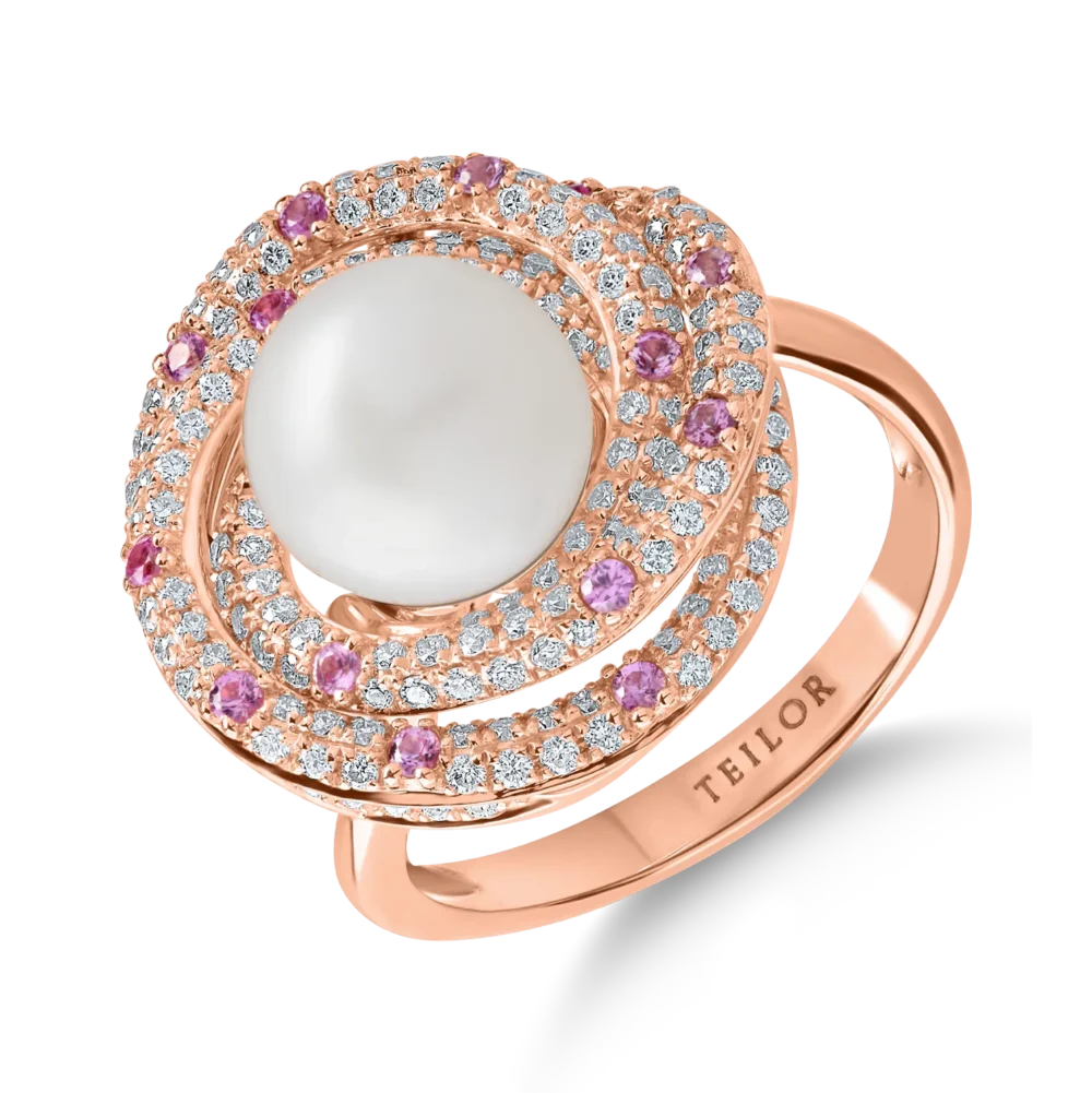 Inel din aur roz cu pietre pretioase si semipretioase de 5.1ct