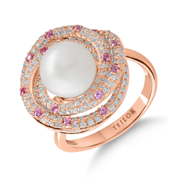 Inel din aur roz cu pietre pretioase si semipretioase de 5.1ct