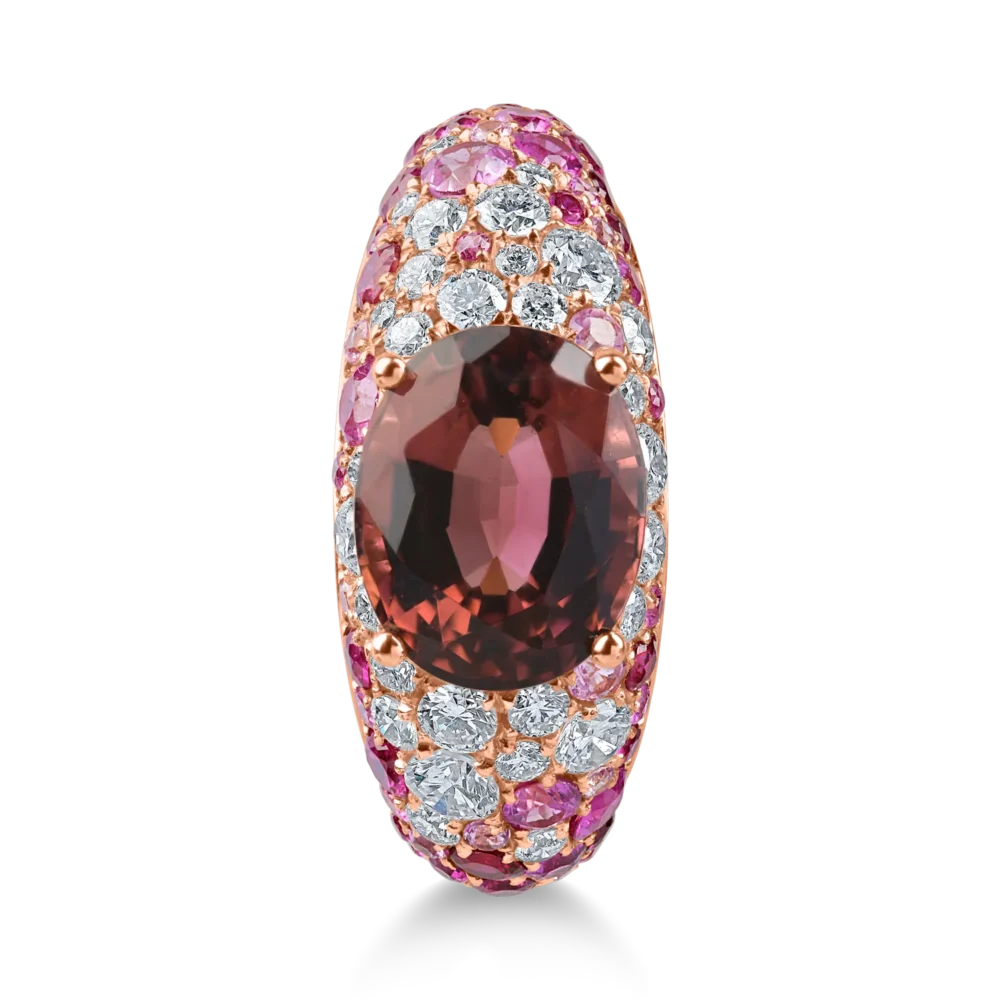 Inel din aur roz cu pietre pretioase si semipretioase de 5.2ct - imagine 2