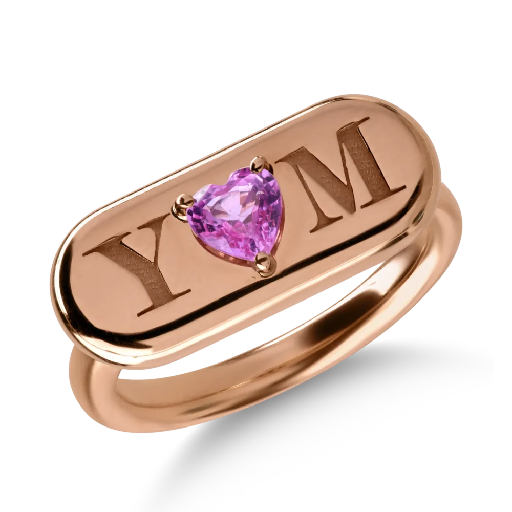 Inel din aur roz cu safir roz heart de 0.4ct