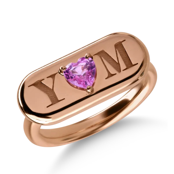 Inel din aur roz cu safir roz heart de 0.4ct