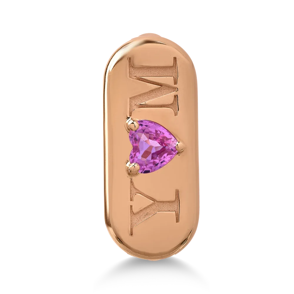 Inel din aur roz cu safir roz heart de 0.4ct - imagine 2