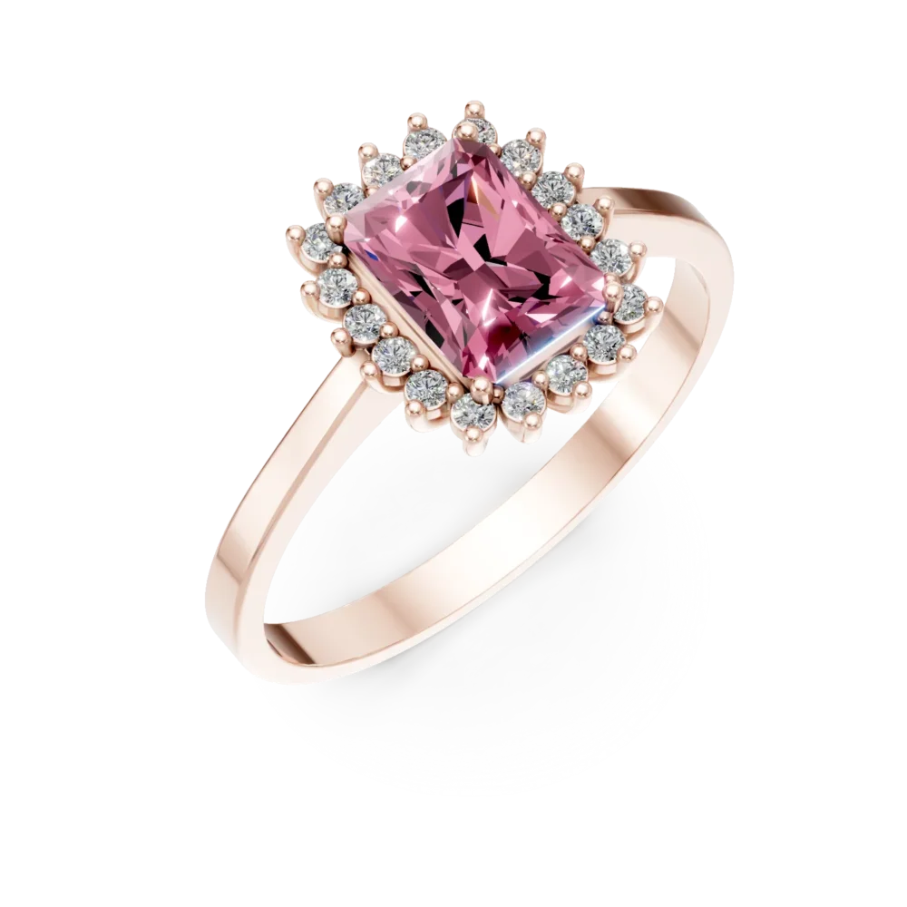 Inel din aur roz cu zirconii albe si roz