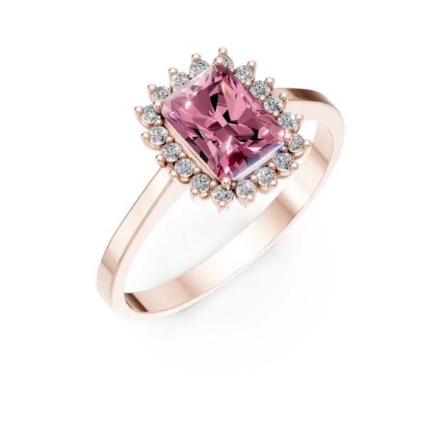 Inel din aur roz cu zirconii albe si roz