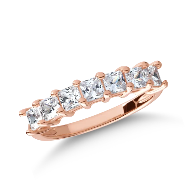 Inel din aur roz cu zirconii microsetting