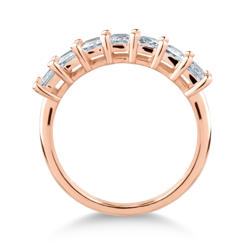 Inel din aur roz cu zirconii microsetting - imagine 2