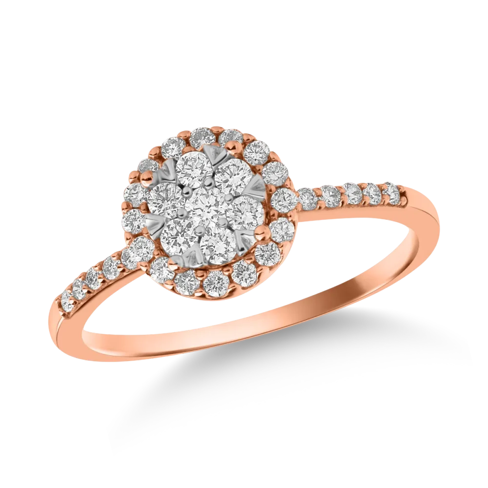 Inel din aur roz cu diamante de 0.5ct