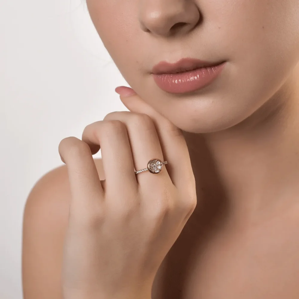 Inel din aur roz cu diamante de 0.62ct - imagine 4