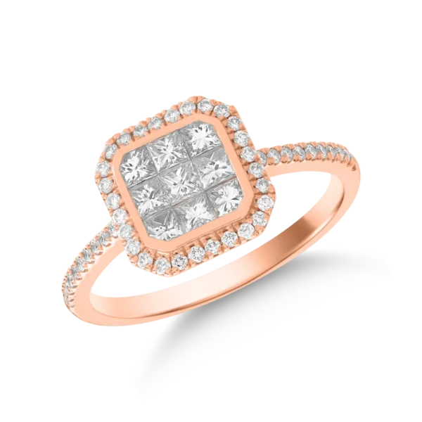 Inel din aur roz cu diamante de 0.62ct