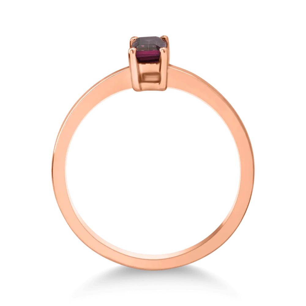 Inel din aur roz cu rodolit rectangular de 0.3ct - imagine 2