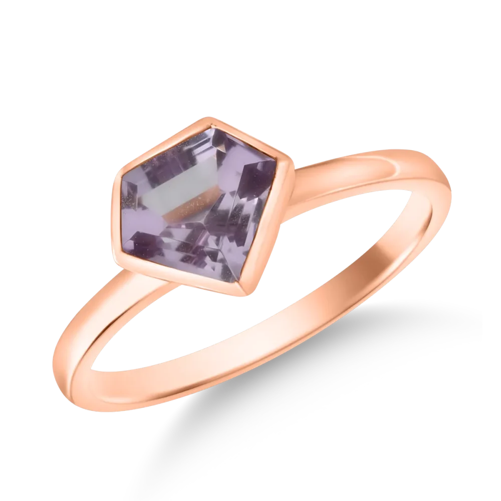Inel din aur roz cu ametist roz de 1.34ct