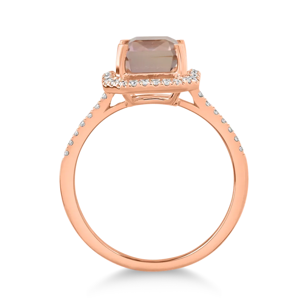 Inel din aur roz cu ametrin octogonal de 2.3ct si diamante de 0.2ct - imagine 2