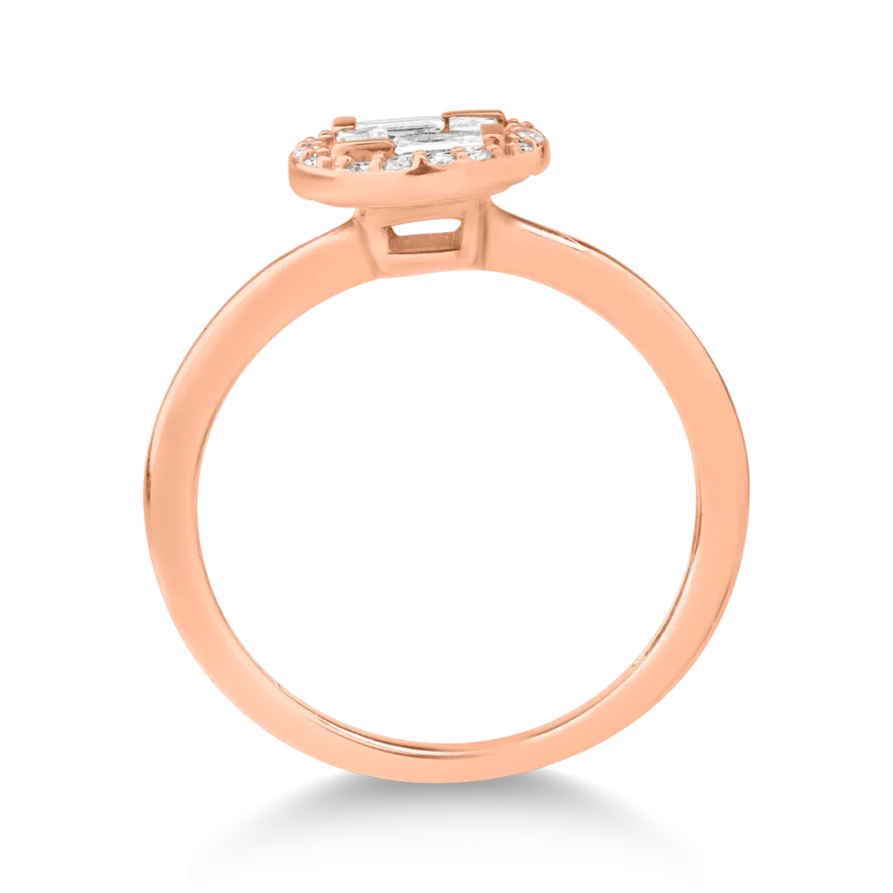 Inel din aur roz cu diamant de 0.066ct si diamante de 0.268ct - imagine 2