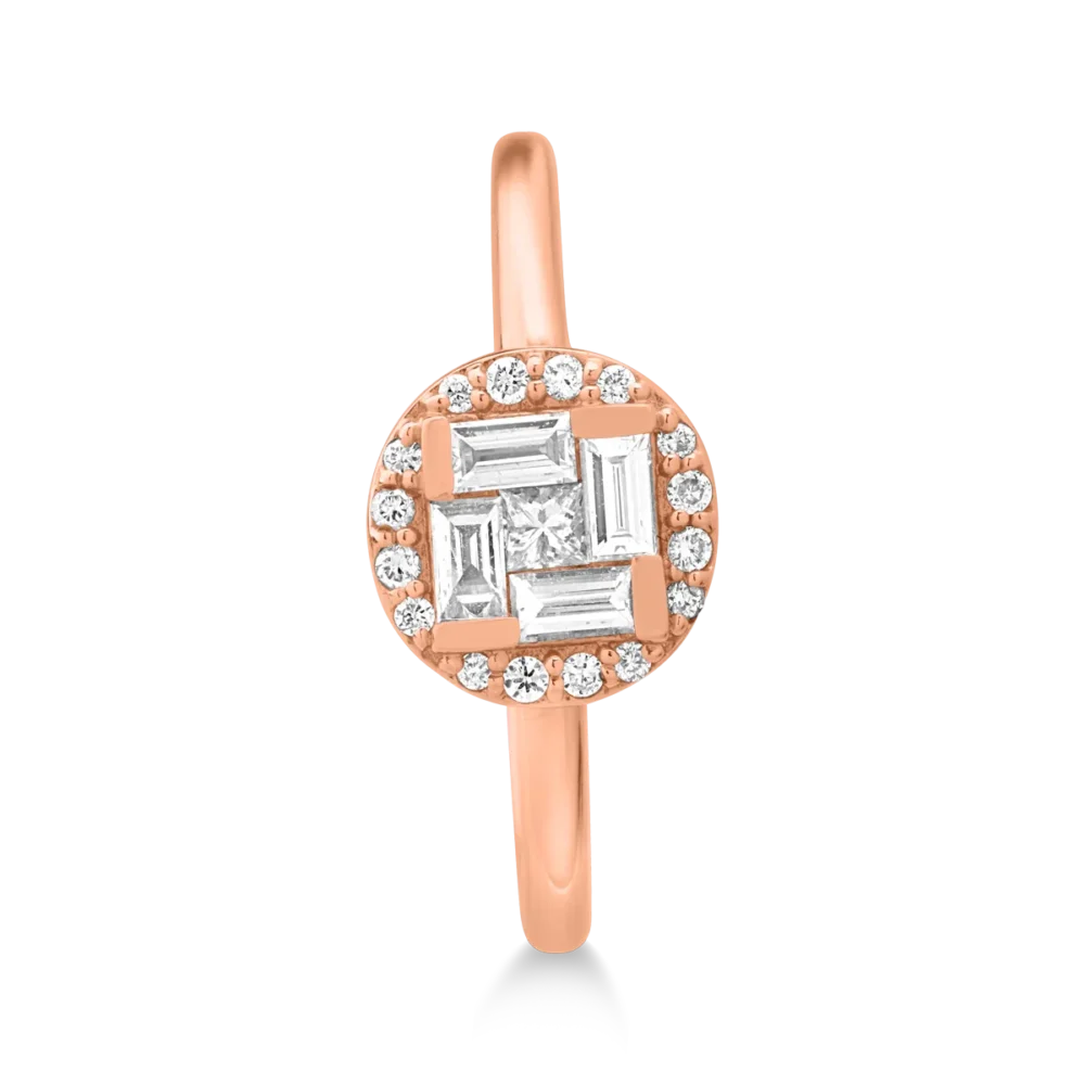 Inel din aur roz cu diamant de 0.066ct si diamante de 0.268ct - imagine 3