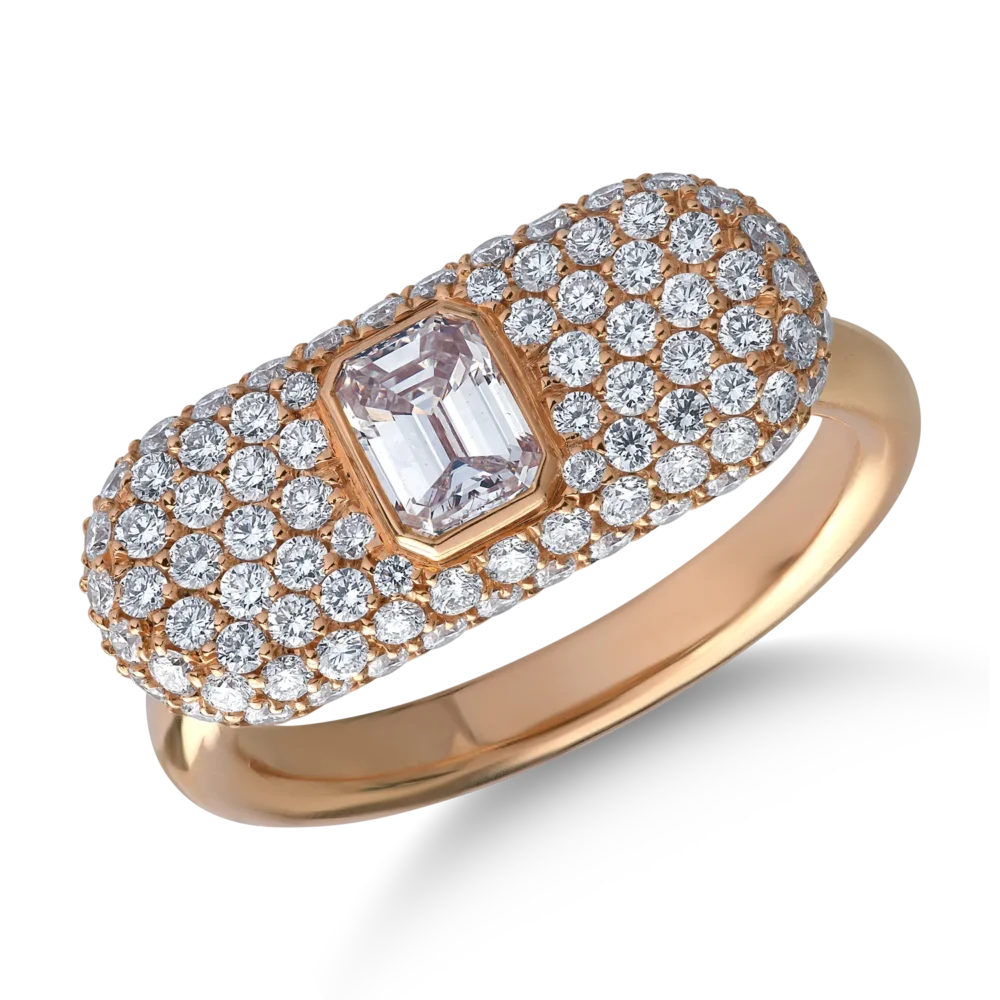 Inel din aur roz cu diamant octogonal de 0.5ct si diamante de 0.96ct