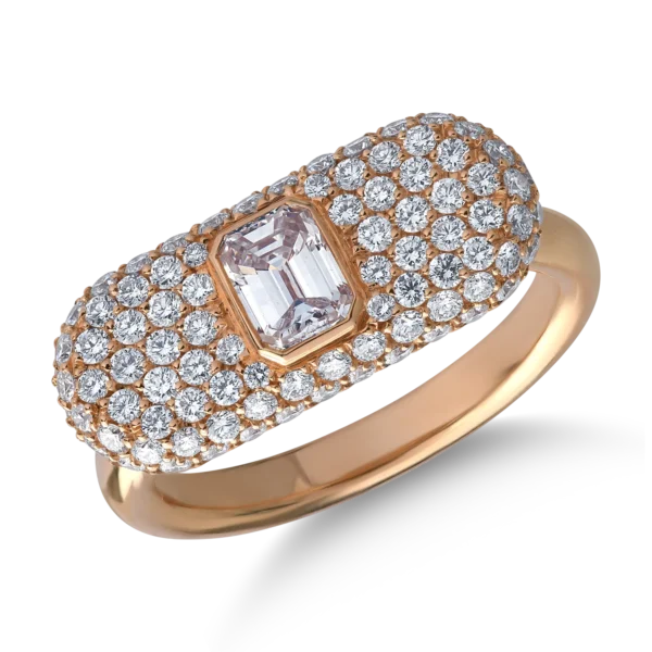 Inel din aur roz cu diamant octogonal de 0.5ct si diamante de 0.96ct