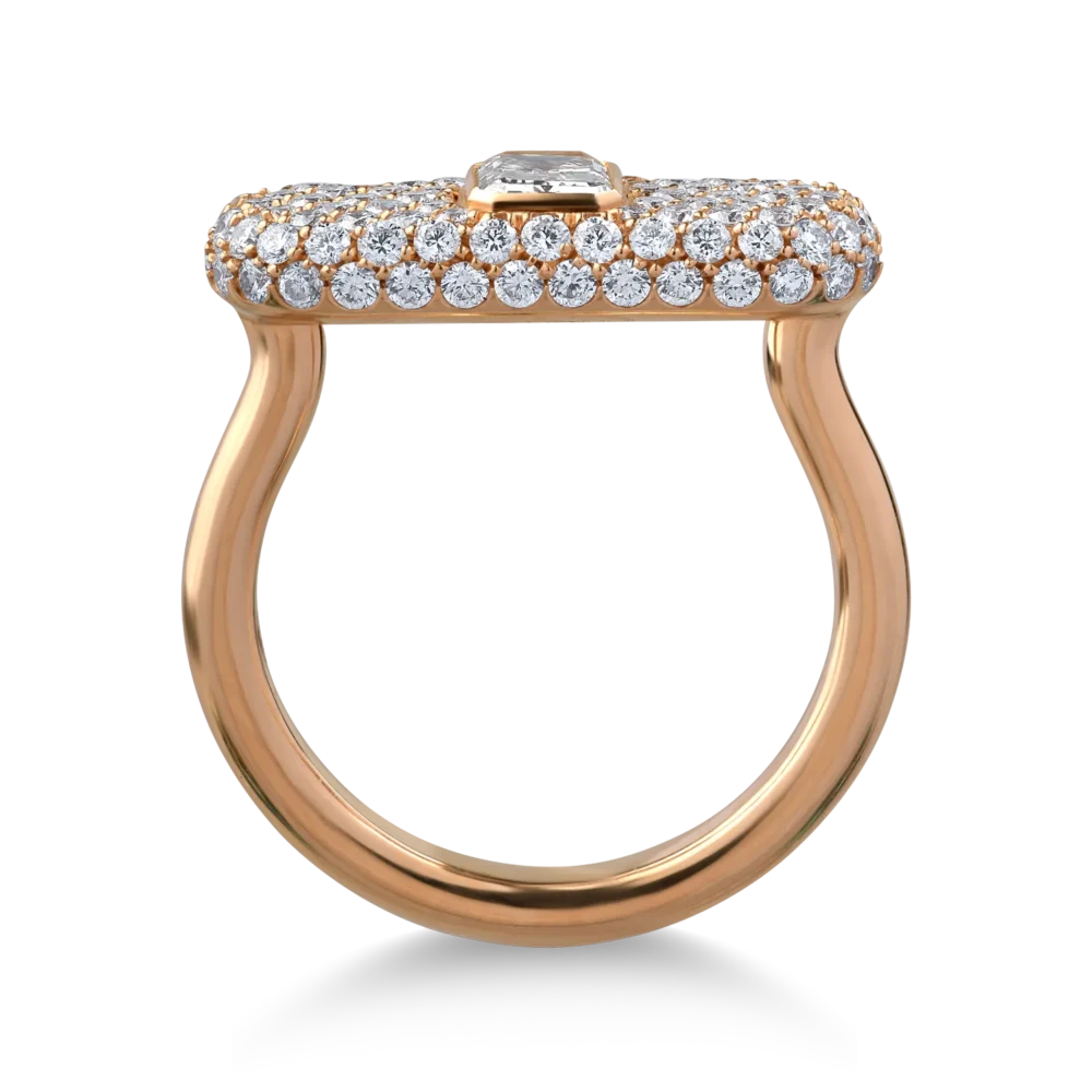 Inel din aur roz cu diamant octogonal de 0.5ct si diamante de 0.9ct - imagine 2