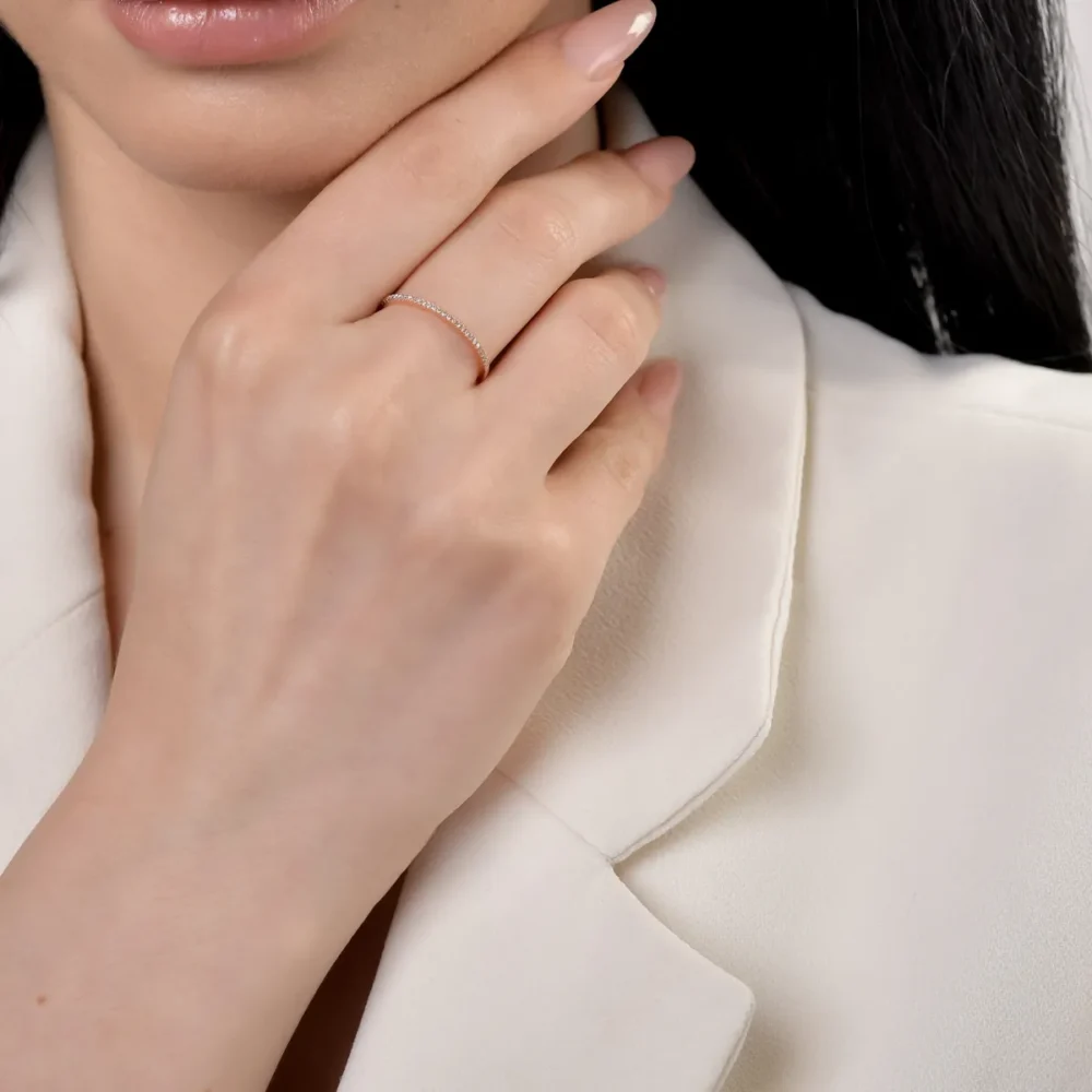 Inel din aur roz cu diamante de 0.07ct - imagine 4