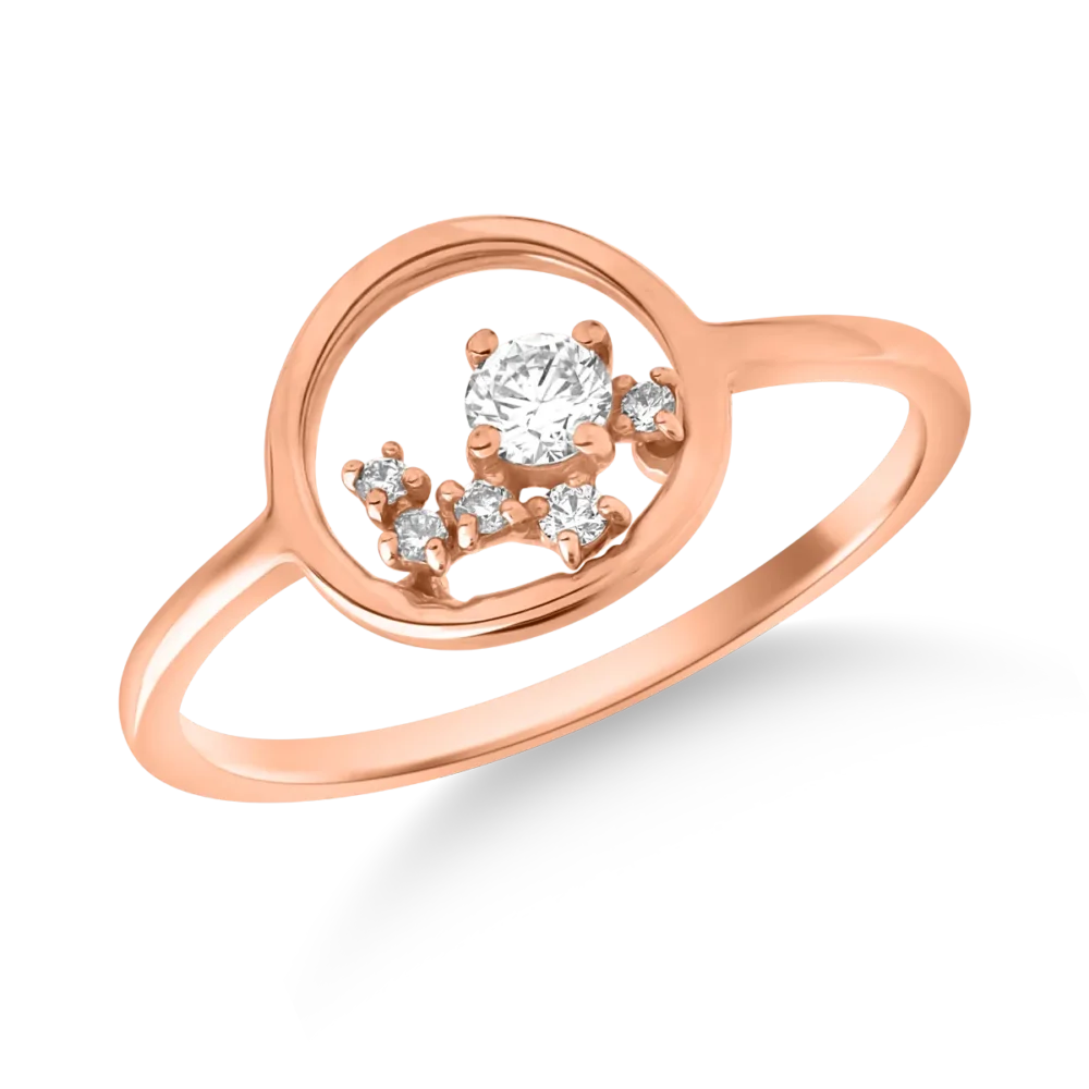 Inel din aur roz cu diamante de 0.137ct