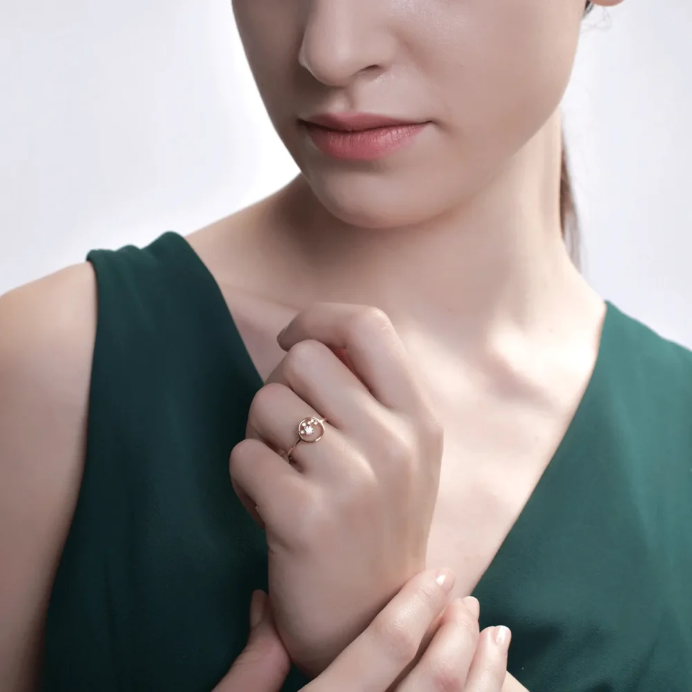 Inel din aur roz cu diamante de 0.137ct - imagine 3