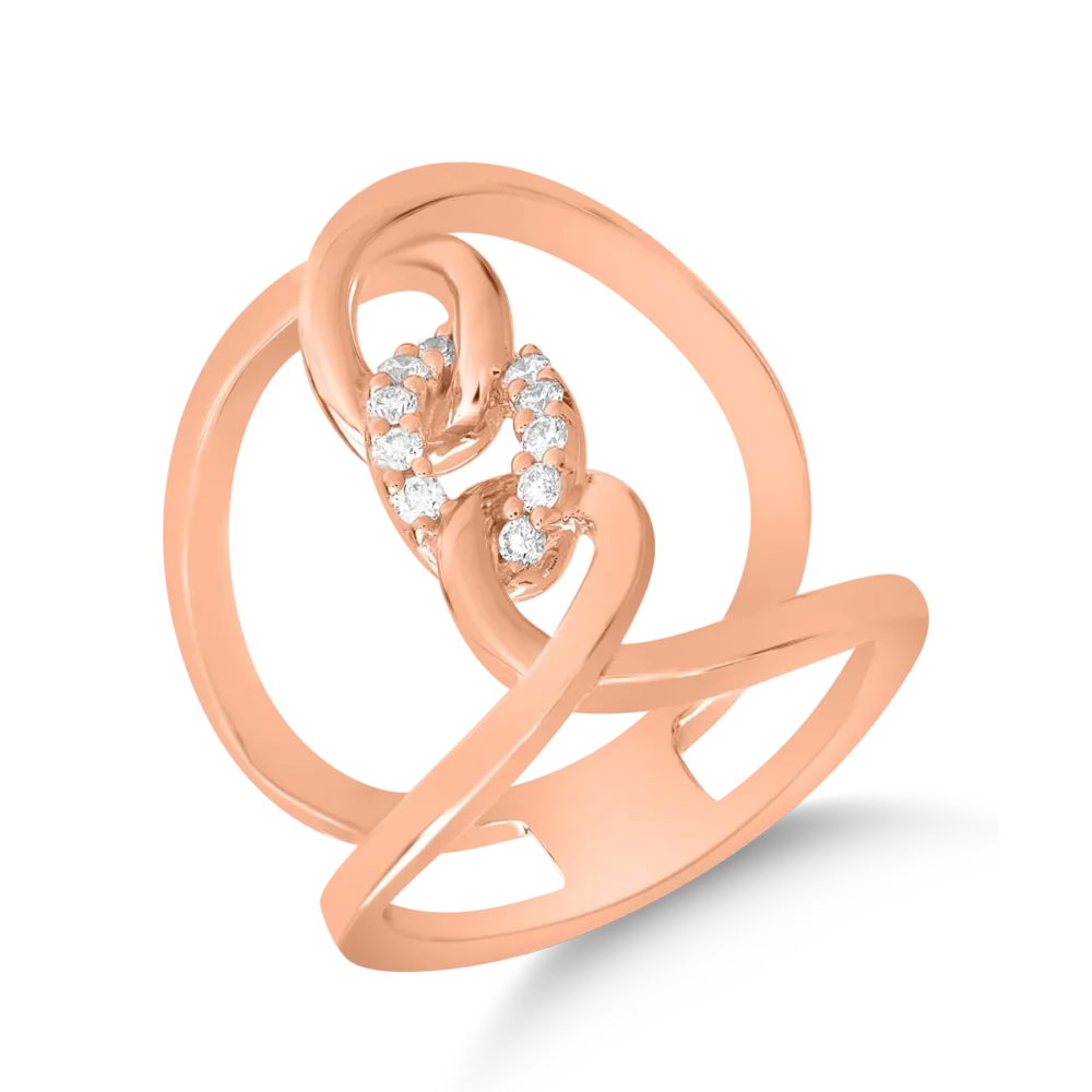 Inel din aur roz cu diamante de 0.16ct