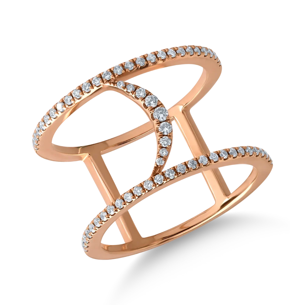 Inel din aur roz cu diamante de 0.34ct