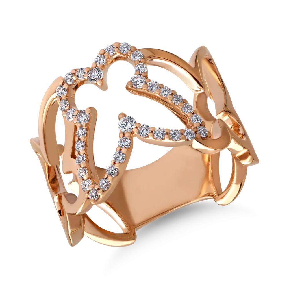 Inel din aur roz cu diamante de 0.35ct