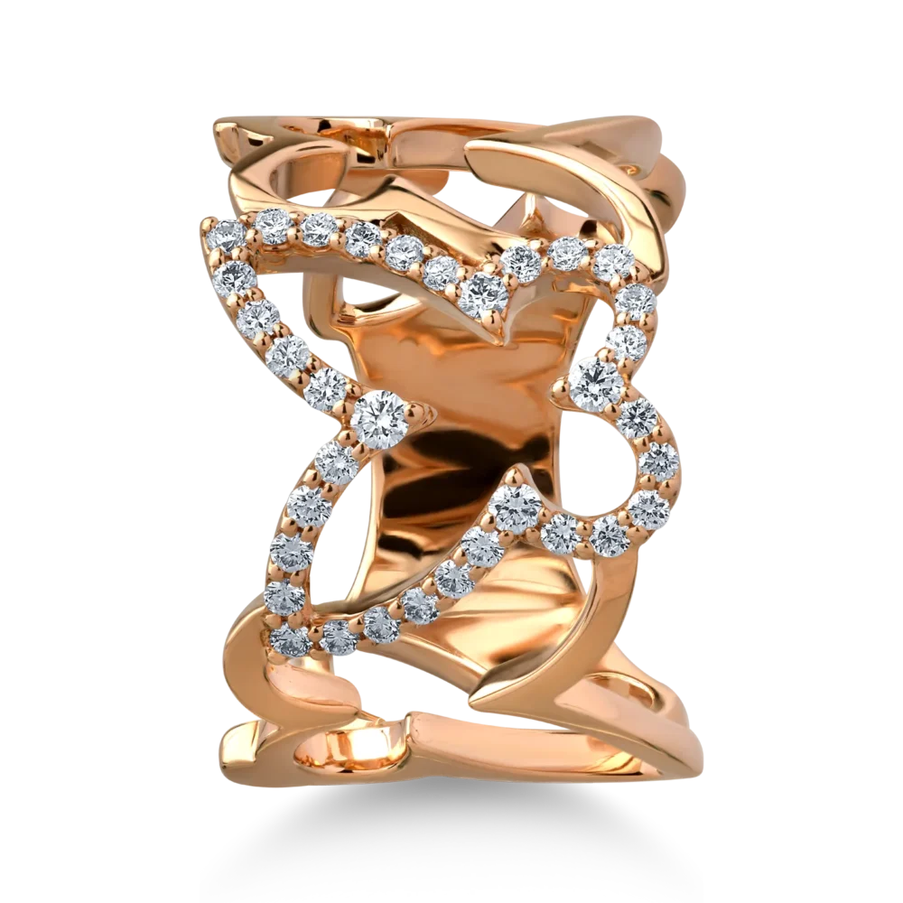 Inel din aur roz cu diamante de 0.35ct - imagine 3