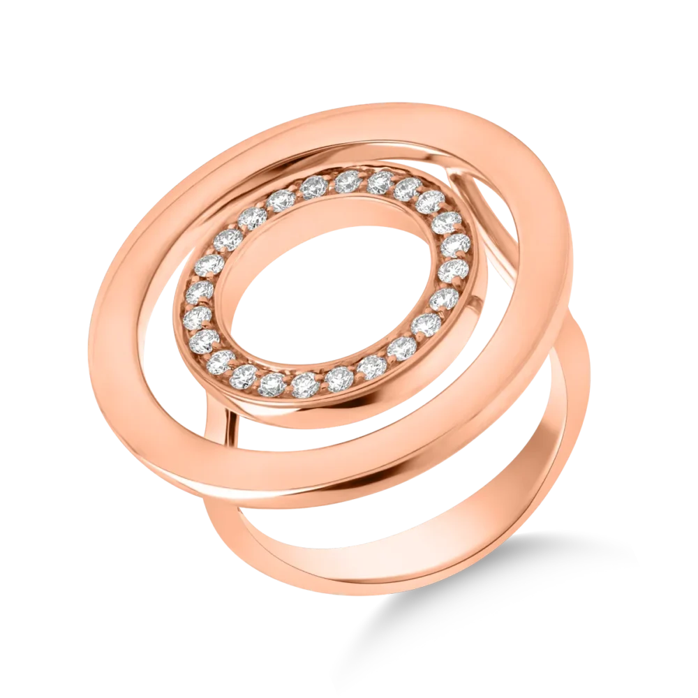 Inel din aur roz cu diamante de 0.3ct